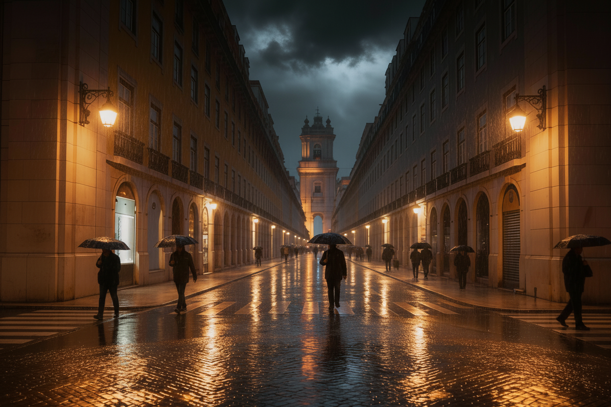 Dia de chuva em Portugal. Crédito: Freepik AI
