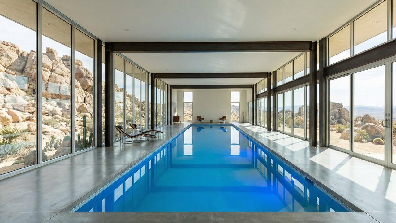 Coberta por espelhos para desaparecer na paisagem, esta "casa invisível" no deserto esconde uma piscina interna de 30 metros