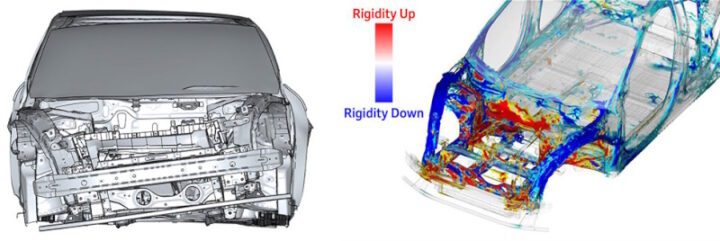 Imagem da nova abordagem da Honda à gestão da rigidez da carroçaria visando melhorar a estabilidade na condução.