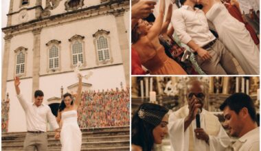 Rafael Chaves Linhares se casa com Natália Gurgel na Igreja do Bonfim, em Salvador