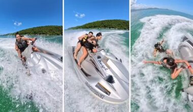 Ana Castela capota jetski durante passeio radical em Balneário Camboriú