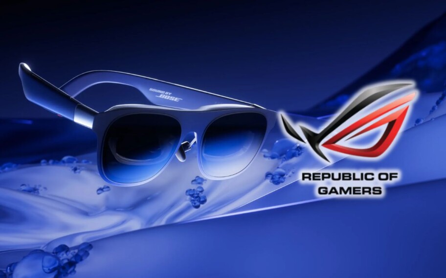 Óculos AR da XREAL com logo da ROG ao lado