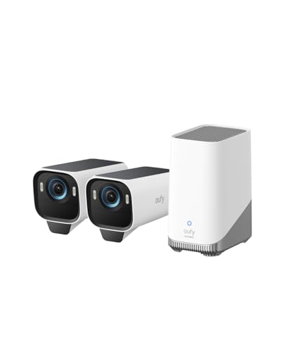 eufy Câmera S3 Pro Kit 2+1 por anker, Câmera De Segurança Wi-Fi Externa Sem Fio, 4K, Energia Solar, Visão Noturna MaxColor, Reconhecimento Facial por IA, Compatível com Alexa, Sem taxas mensais