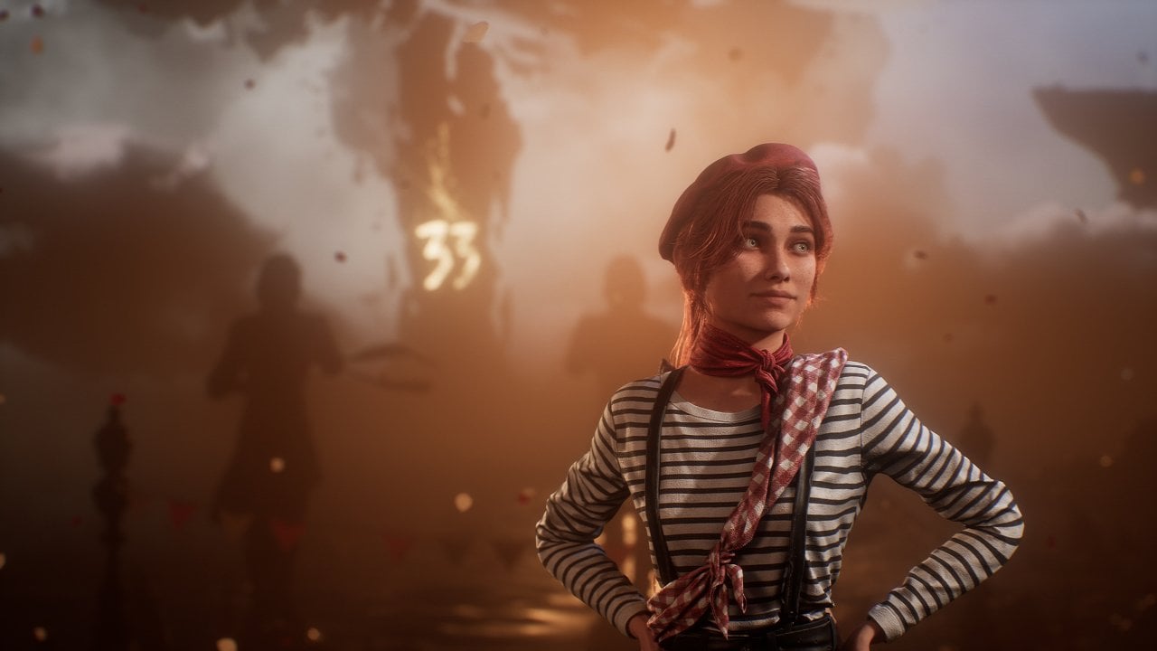 Antes do lançamento, a Sandfall acreditava que Clair Obscur ficaria próximo aos 80 no Metacritic 1 Jovem mulher ruiva de expressão confiante em cena dramática com fogo e silhuetas ao fundo em Clair Obscur: Expedition 33