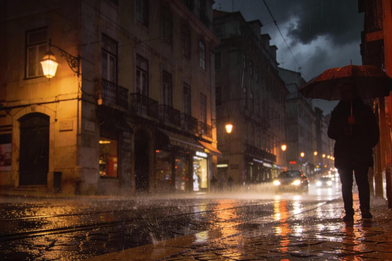 Cidade sob mau tempo. Crédito: Freepik AI