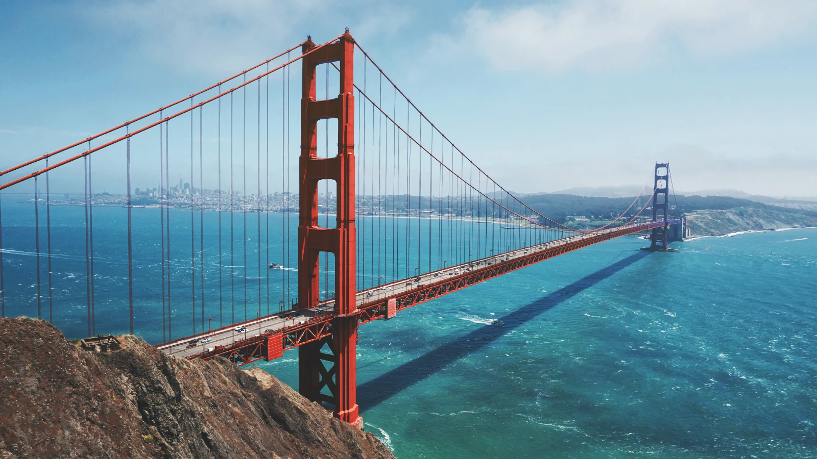 Imagem da ponte mais famosa dos Estados Unidos, a Golden Gate Bridge