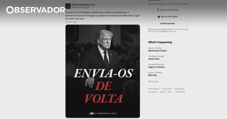 Governo dos EUA faz ameaça anti-imigração em português – Observador