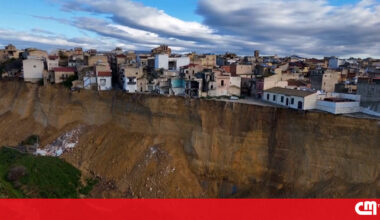 Imagens aéreas mostram casas em risco após deslizamento de terras na Sicília - Vídeos
