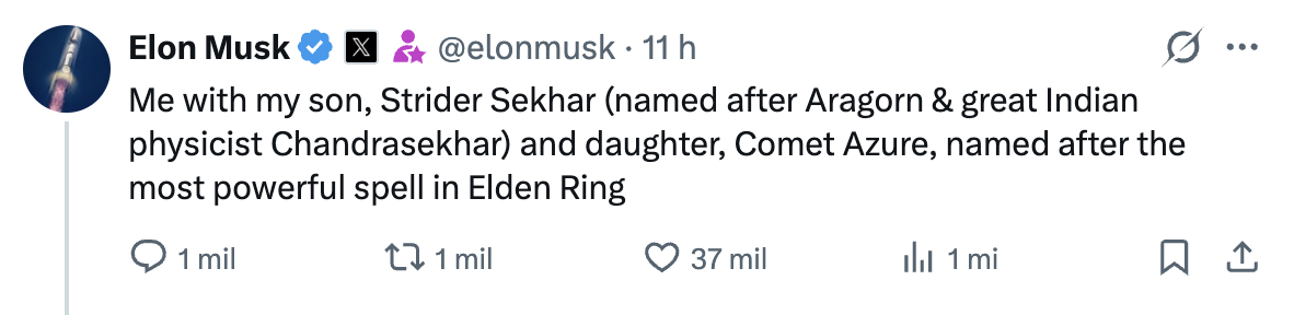 Post de Elon Musk - Foto: Reprodução / X