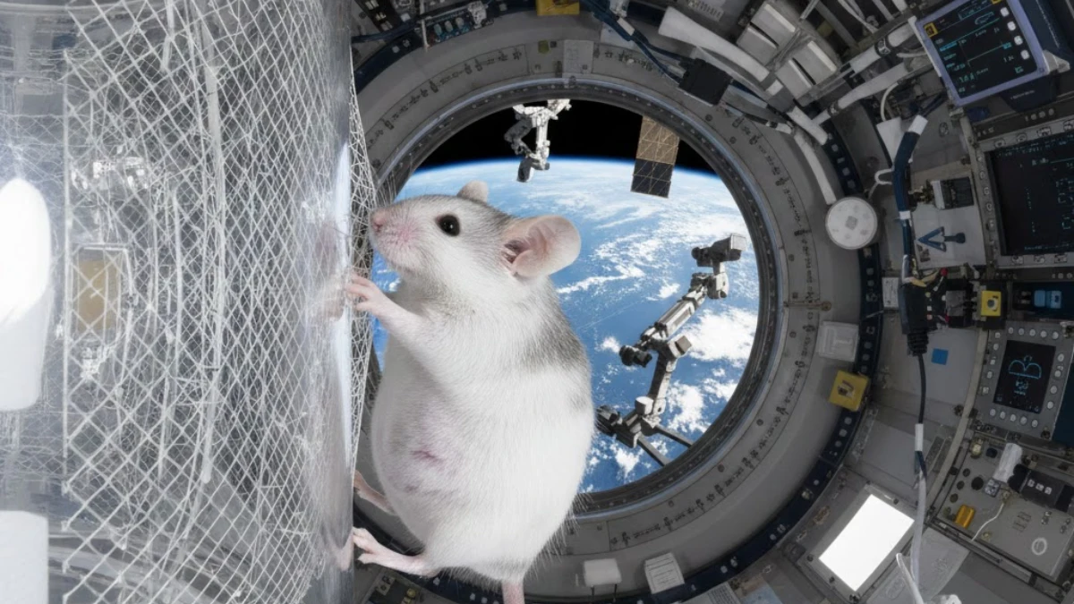 Ilustração de ratos na estação espacial da China