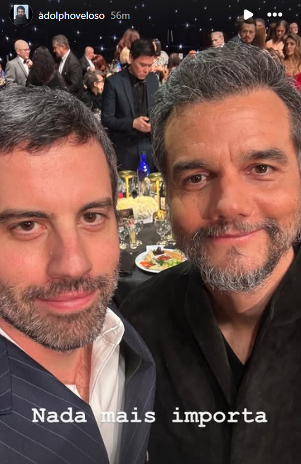 Adolpho Veloso e Wagner Moura no Critics Choice Awards 2026 — Foto: Reprodução Instagram