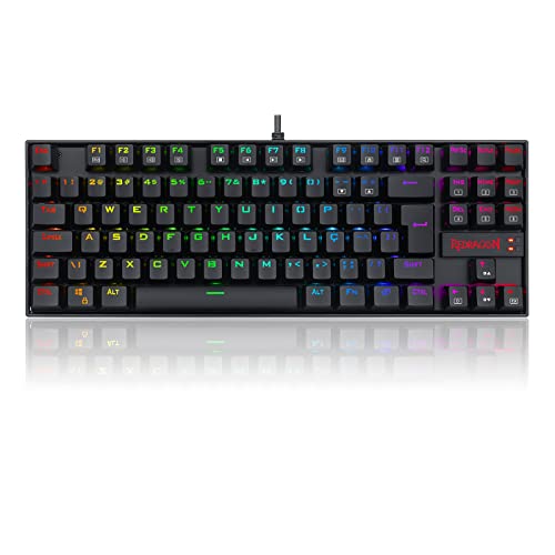 Teclado Magnético Gamer Redragon Kumara PRO K552RGB USB RGB Preto Switch Marrom