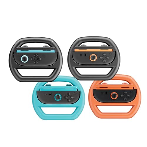 Volante para Nintendo Switch 2 (2025), Steering Wheel Volantes de Corrida para Mario Kart World 8 Deluxe, Pacote com 4 Volantes para Switch 2 Mario Kart para Switch 2 Acessórios (Azul, Laranja e 2 Pretos)