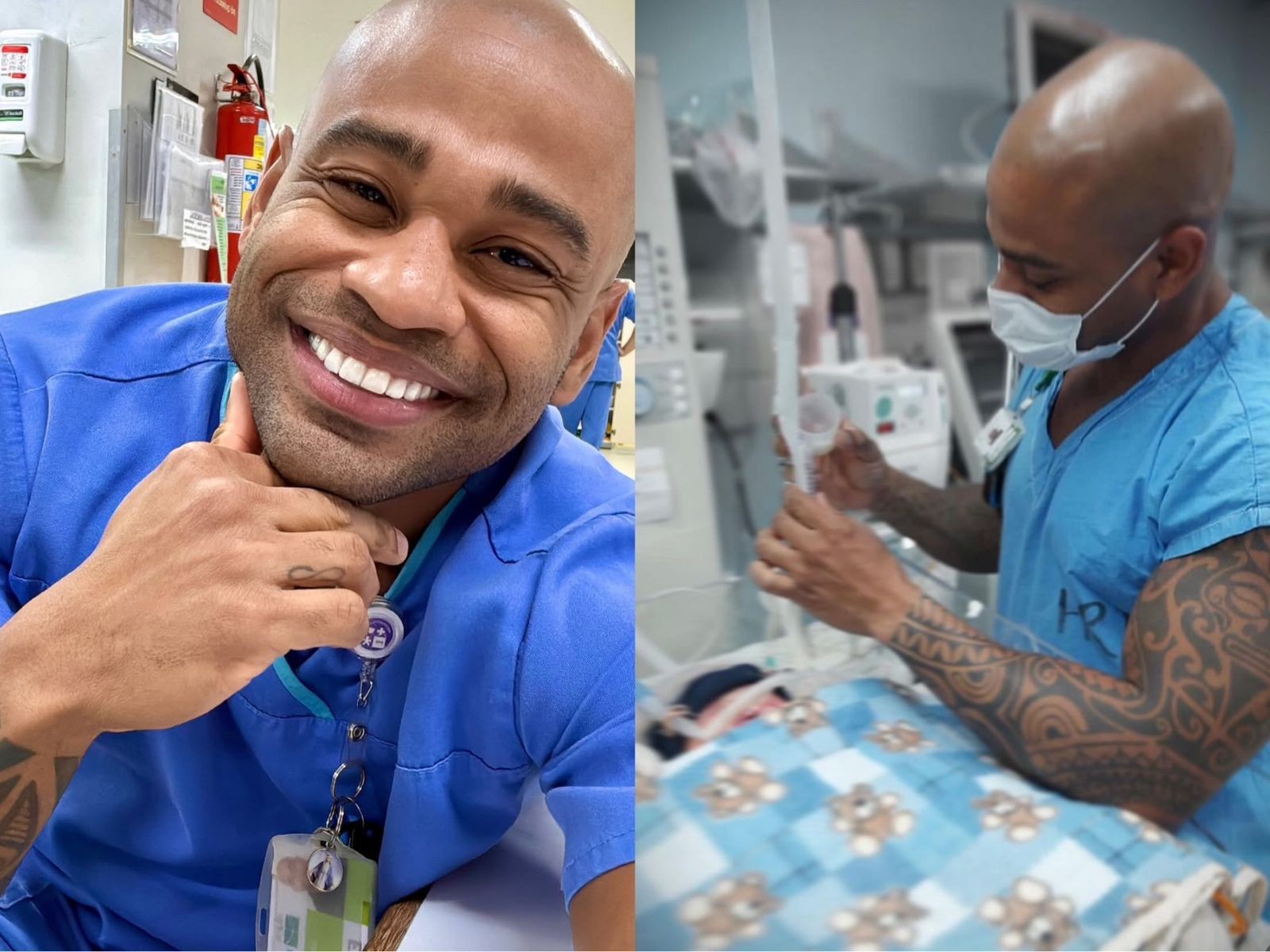 Ex-participante do "BBB 23", este ano Cezar Black anuciou o retorno à antiga profissão. Ele atua como enfermeiro no SUS — Foto: Reprodução/Instagram