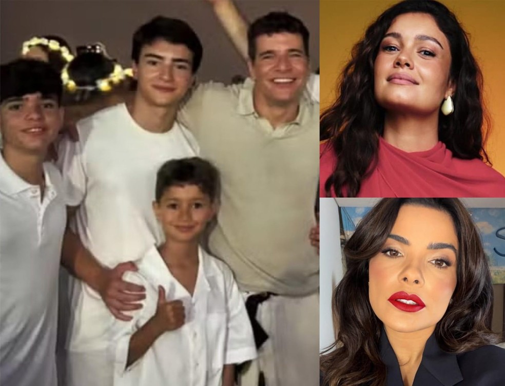 Daniel de Oliveira posa com o filhos frutos dos relacionamentos com Vanessa Giácomo e Sophie Charlotte — Foto: Reprodução/Instagram