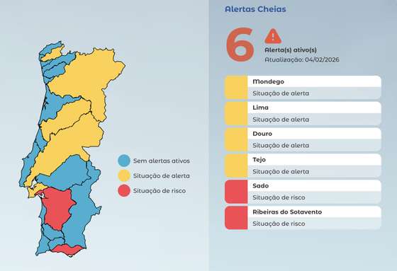 Mapa de monitorizaÃ§Ã£o de risco de cheias ,4 de fevereiro APA
