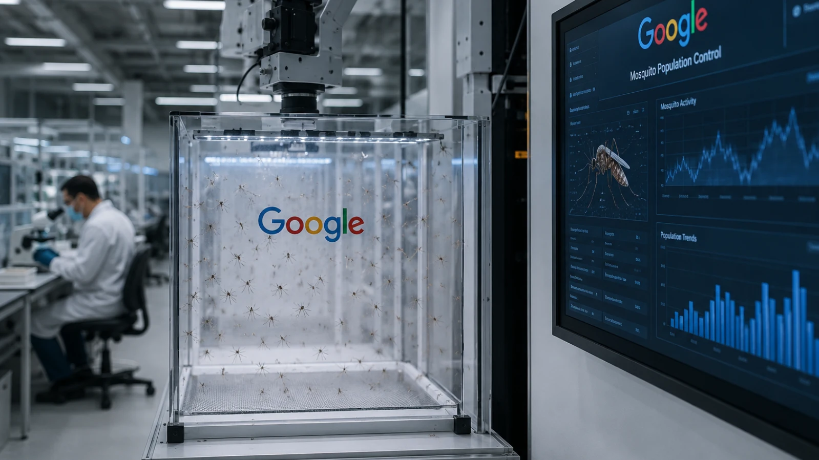 Ilustração projeto Debug da Google que vai libertar milhões de mosquitos macho