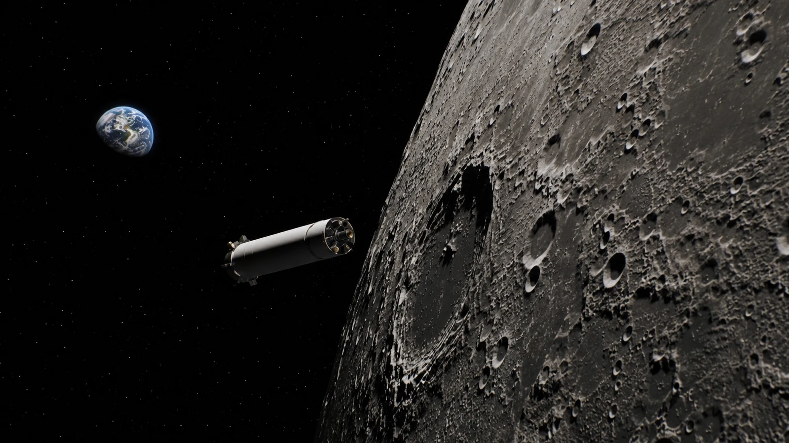 Ilustração de lixo da SpaceX a embater na Lua