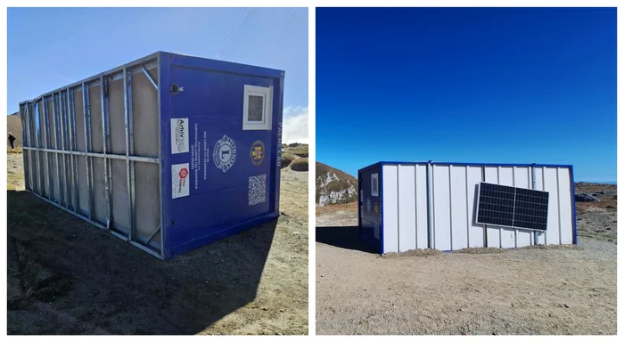 Refugiu montan din Munţii Bucegi, răsturnat de vânt FOTO Facebook 