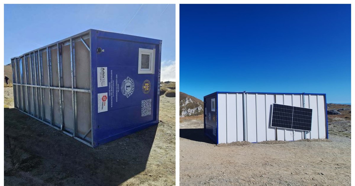 Refugiu-container din Munţii Bucegi, răsturnat de vânt: „Cum ar fi fost ca cineva să fie prins înăuntru?”