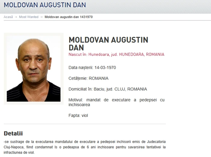 Bărbatul a fost condamnat după ce a încercat să violeze o fetiță de 10 ani.FOTO: Politia Română