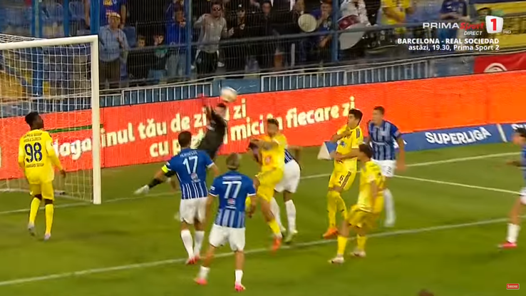Gafa lui Buzbuchi din Farul - Unirea Slobozia. FOTO: captură Prima Sport