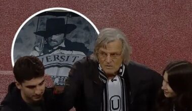 „Mărgelatu”, în peluza U Cluj Coregrafie specială a fanilor Universității pentru Florin Piersic » Actorul,  prezent la Derby-ul Clujului