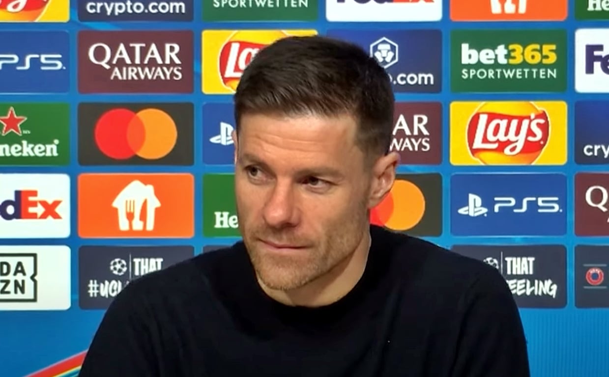 Xabi Alonso, antrenorul lui Bayer Leverkusen, într-o conferință de presă a echipei sale. Tehnicianul a vorbit despre posibilitatea de a deveni antrenor la Real Madrid.