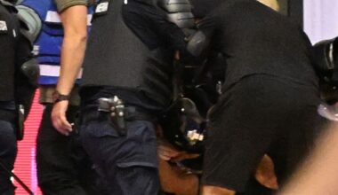 Scene șocante la România - Ungaria! FOTO: Fanii români s-au bătut pe teren cu jandarmii la meciul decisiv pentru Euro!