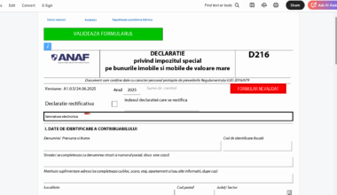 Termen ANAF 2025: Declarația 216 și plata impozitului special pe vilele valoroase