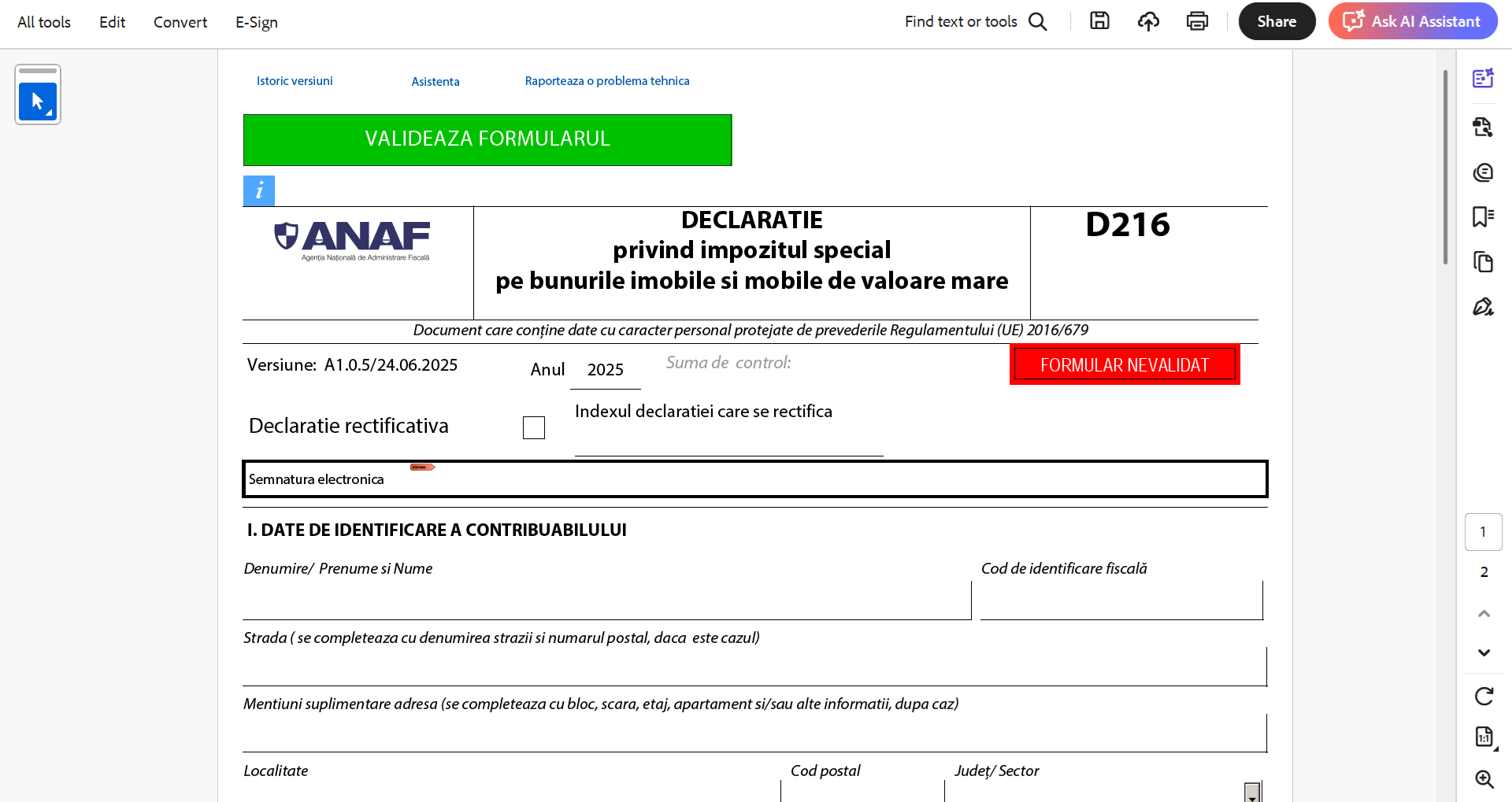 Termen ANAF 2025: Declarația 216 și plata impozitului special pe vilele valoroase