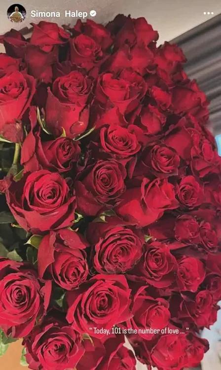 101 tradafiri pentru Simona Halep  Foto/Instagram Story