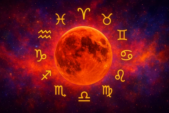 Ilustrație cu Luna Plină și semnele zodiacale din jurul ei Sursă DMS pentru Adevărul