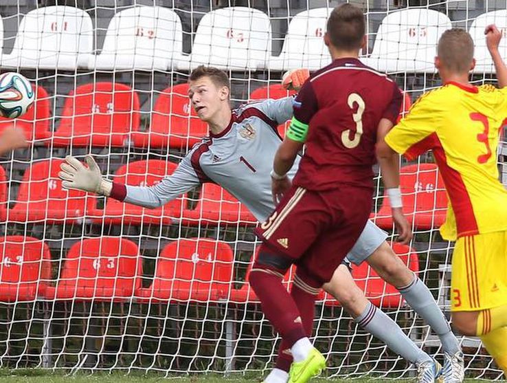 Constantin Dima marcând în poarta Rusiei, la juniori / Sursă foto: Facebook