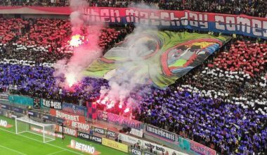 Suporteri ai campioanei FCSB pe Arena Națională din București, cu ocazia unui meci din Superliga.