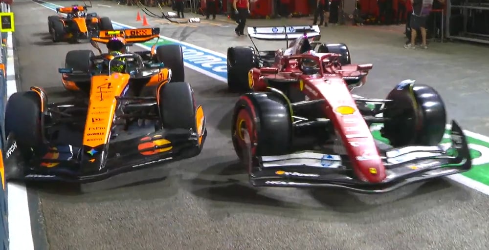 VIDEO Leclerc, în pericol de penalizare după o fază ciudată petrecută pe linia boxelor în Singapore