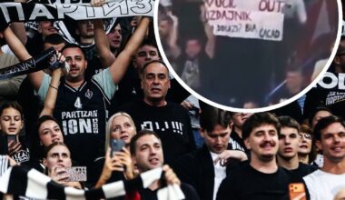 Scene violente la meciul Partizan - Paris. Un banner împotriva președintelui Serbiei a creat haos în tribune