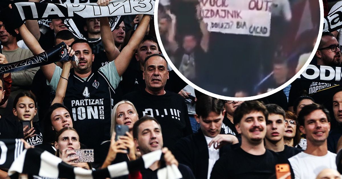 Scene violente la meciul Partizan - Paris. Un banner împotriva președintelui Serbiei a creat haos în tribune