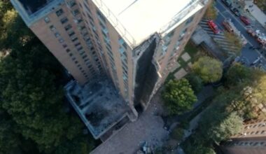 Un bloc de locuinţe înalt din New York s-a prăbuşit parţial