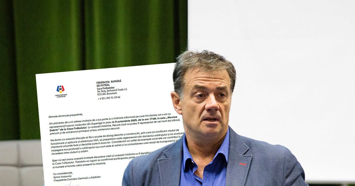 Vassaras, gest fără precedent. În premieră de când e șef al CCA, grecul a trimis o scrisoare cluburilor. Ce scrie în ea