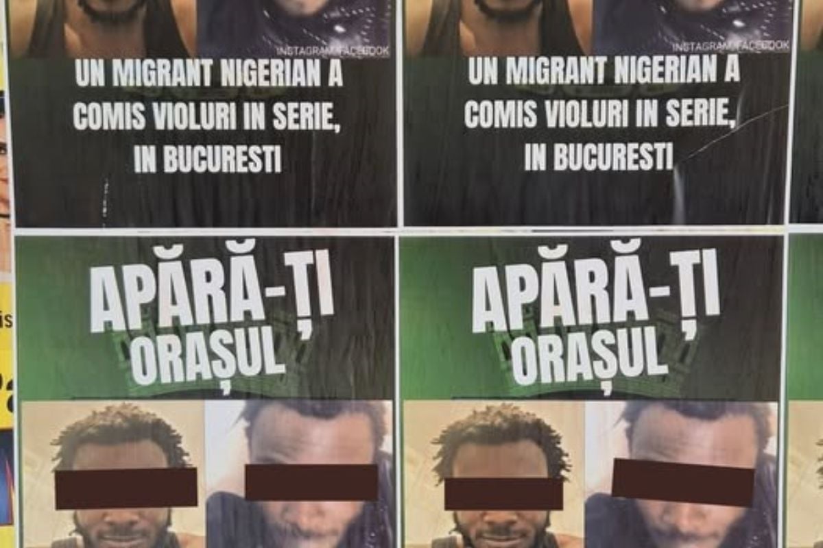afiș nigerian arestat, xenofobie, Magheru