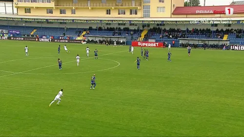Golul marcat de Andrei Cordea în partida Unirea Slobozia - CFR Cluj. Foto: Captură, Prima Sport