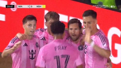 Primul gol marcat de Lionel Messi în Inter Miami - Nashville, 4-0. Foto: Captură X/@MenInBlazers