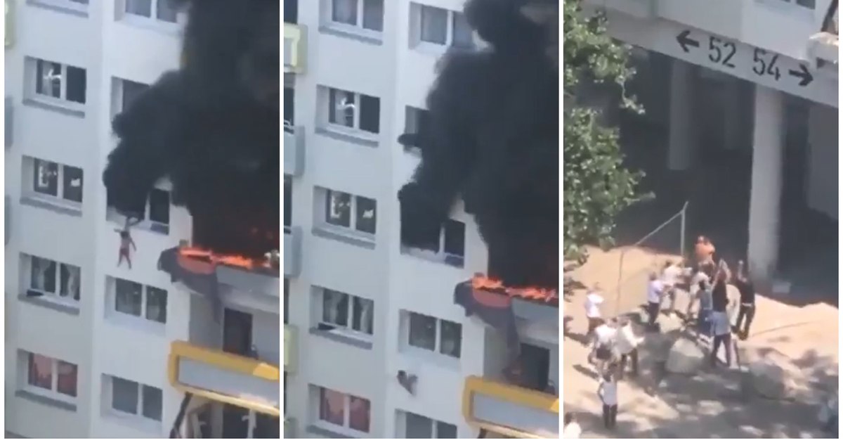 Imagini șocante! Un băiat de 10 ani își aruncă fratele de 2 ani de la etajul al treilea pentru a-l salva de flăcări. Apartamentul în care se aflau luase foc