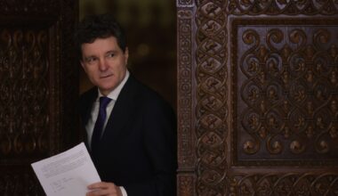 Nicușor Dan, președintele României, susține o conferință de presă la Palatul Cotroceni din București, 12 noiembrie 2025