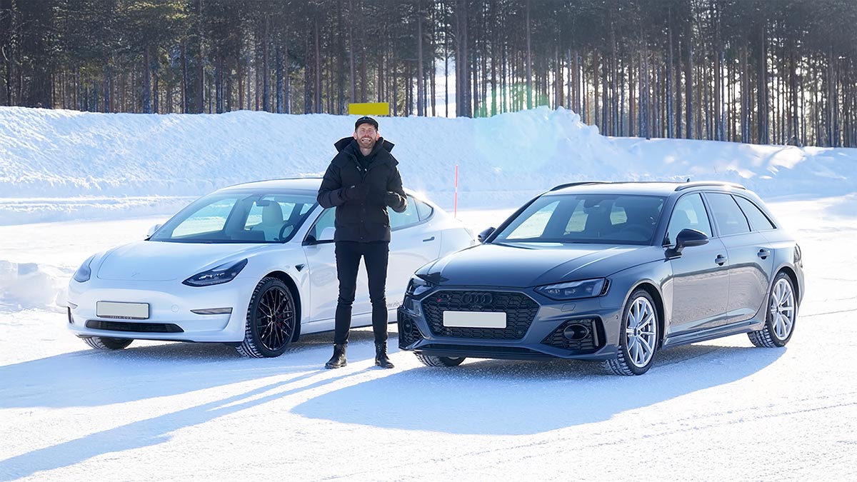 (VIDEO) Britanicii au testat dacă tracţiunea integrală pe o Tesla electrică are performanţe mai bune decât cea de pe Audi în aderenţa pe zăpadă cu anvelope de iarnă | PiataAuto.md