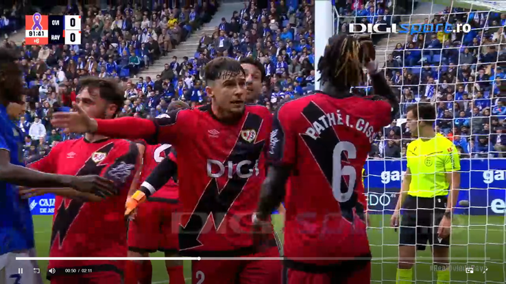 Andrei Rațiu, moment tensionat în Oviedo - Vallecano // FOTO: captură Digi Sport