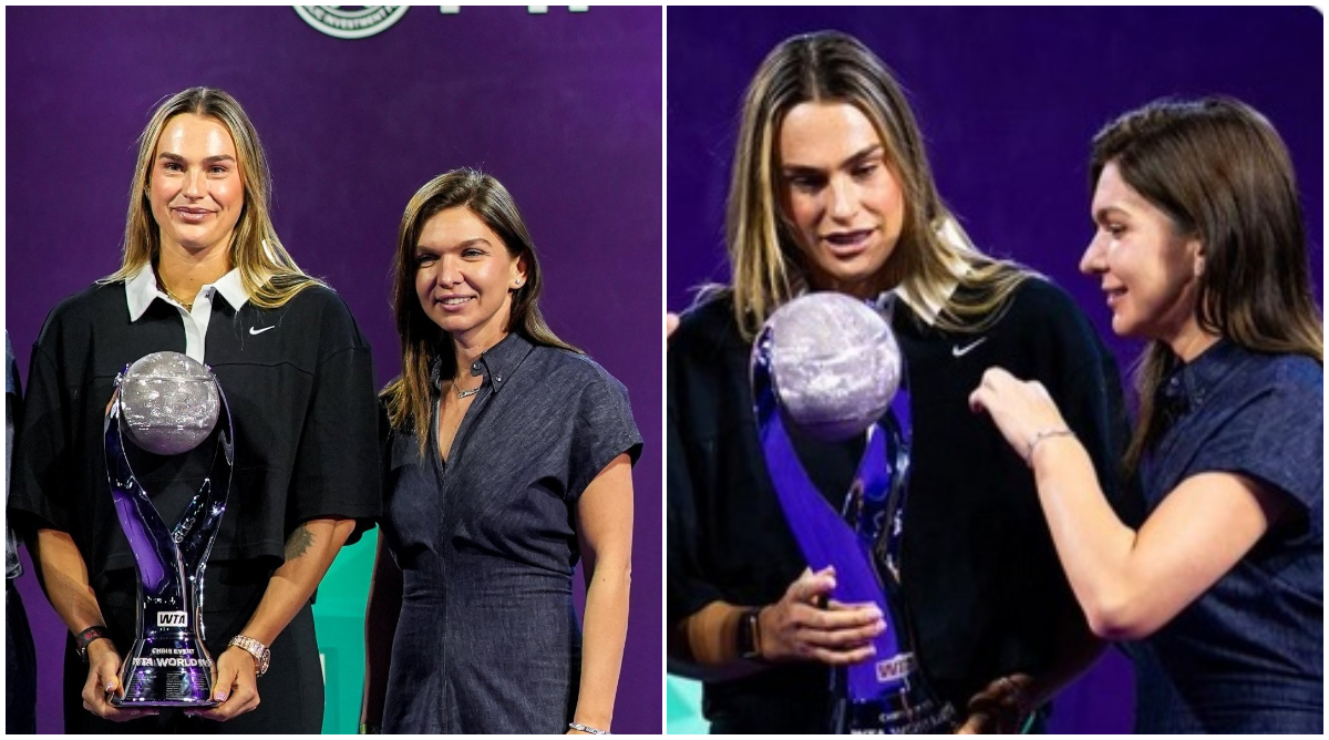 Controverse la Turneul Campioanelor după ce arabii au pus-o pe Simona Halep să-i înmâneze Arynei Sabalenka trofeul pentru locul 1 WTA