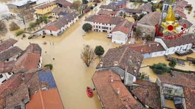 Inundații cumplite în nordul Italiei. Mai multe localități sub apă după un ciclon care a adus precipitații 250 l/MP FOTO