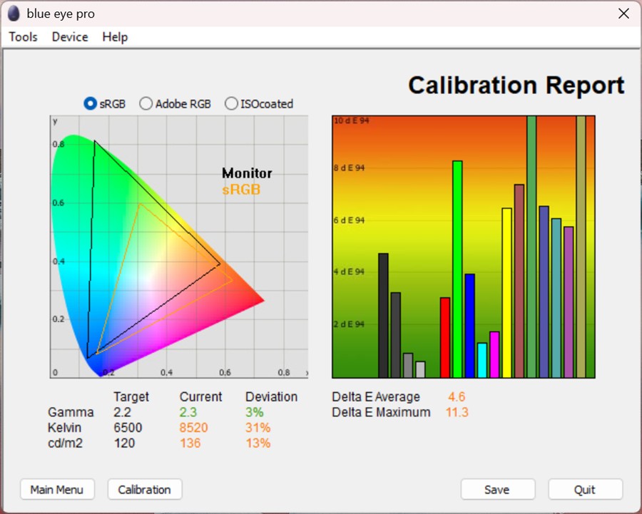 Test culori mod Game Premium Color monitor gaming MSI MPG 322URX